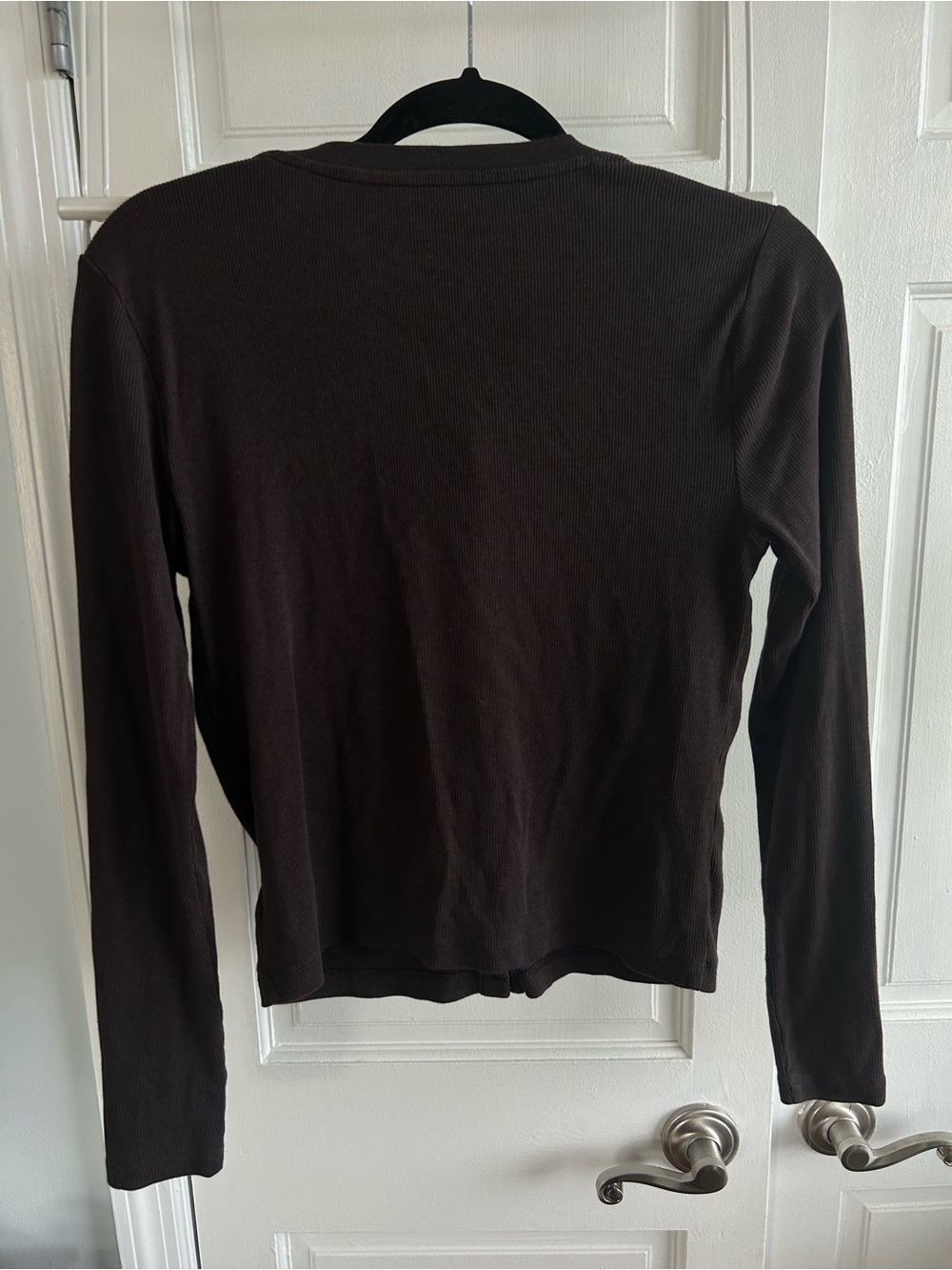 GAP Chocolate Ribbed Button-Front Cardigan - Picture 3 of 6